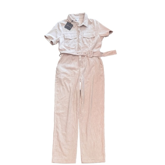 Le Lis Pants - Le Lis Cream Belted Corduroy Jumpsuit, New With Tags, Size Large, Fall Outfit